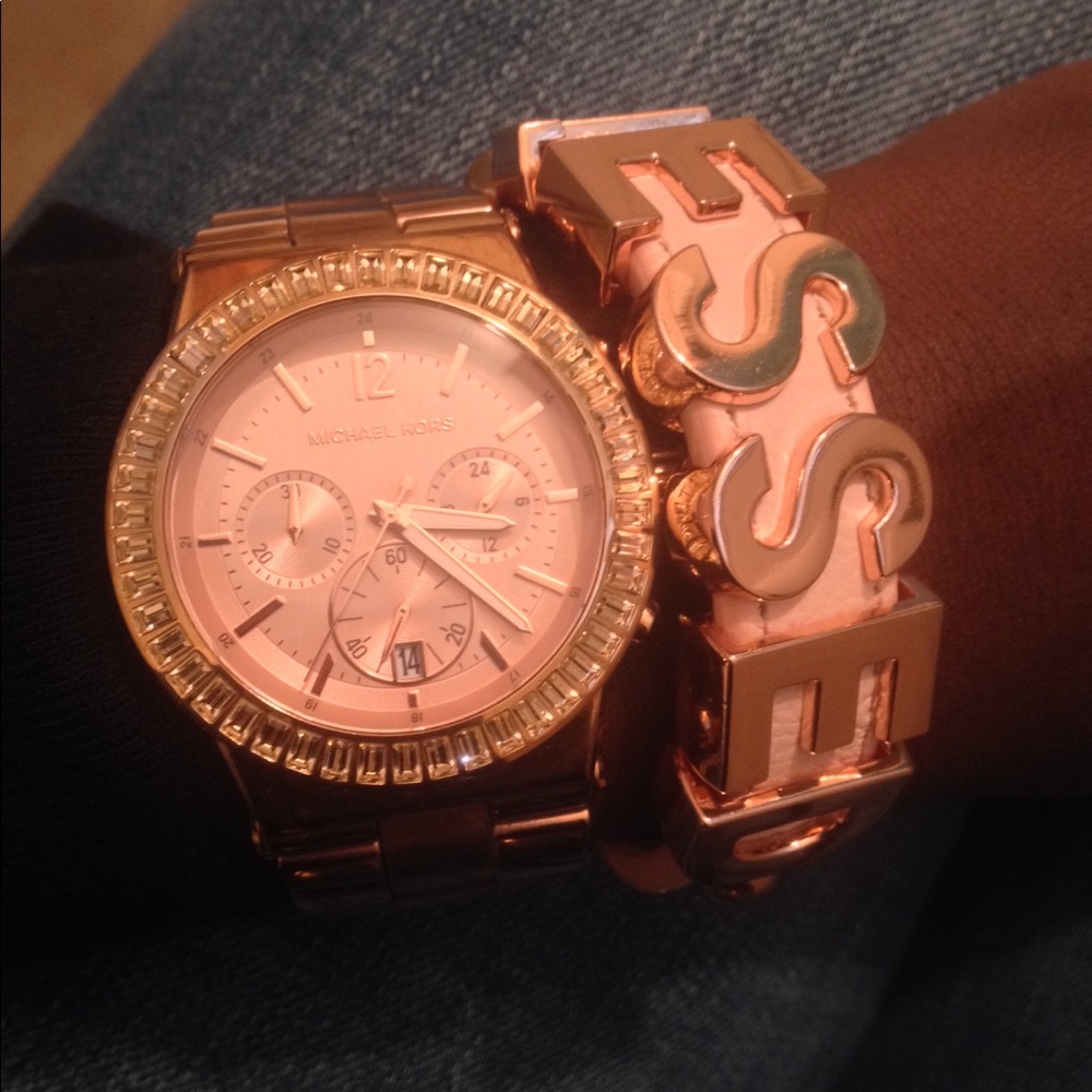 BCBG Rose Gold Word Bracelet
